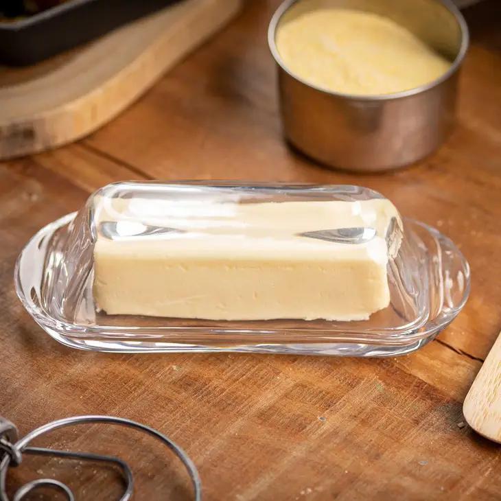 Smooth Glass Butter Dish