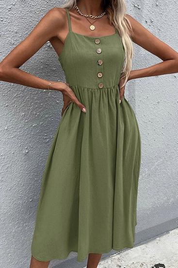 Solid Color Sling Long Dress | Army Green