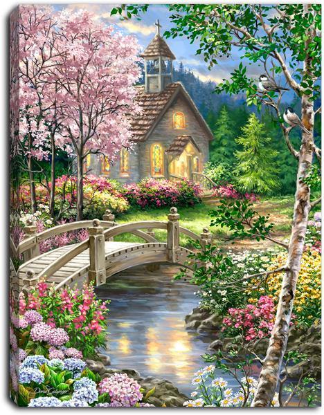 Spring Chapel - Lighted Tabletop Canvas Spring Chapel - Lighted Tabletop Canvas