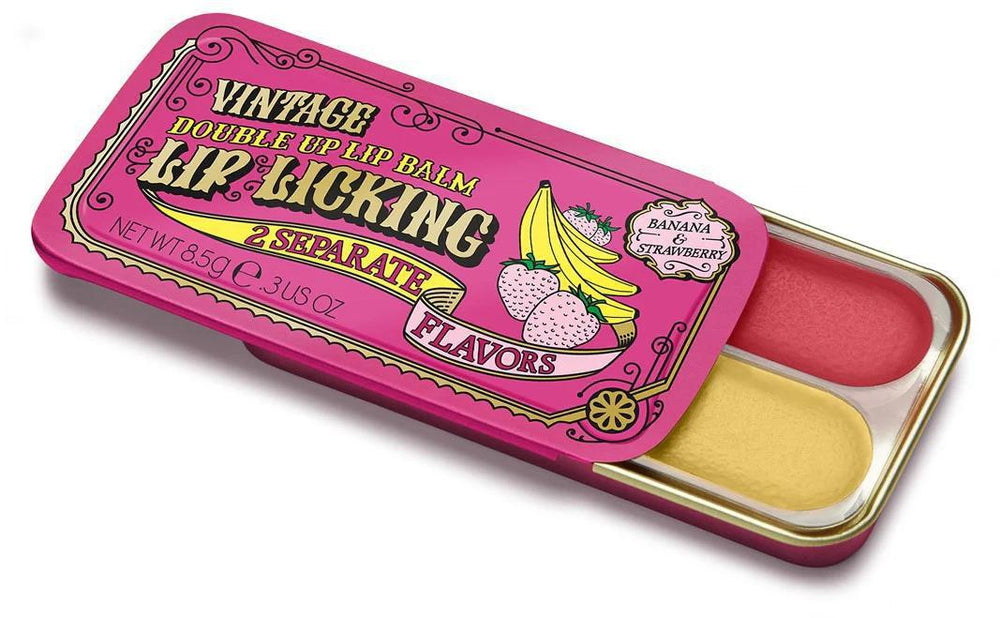 Vintage Double Up Lip Licking Tins Strawberry & Banana