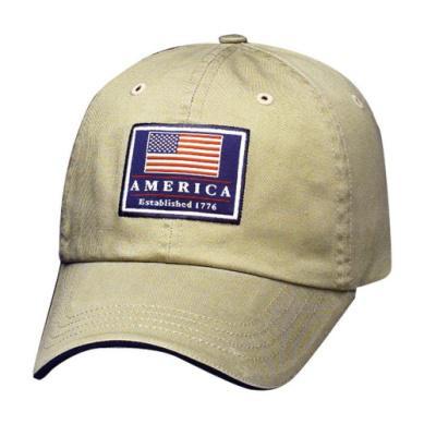 Structured Garment Washed Twill America Baseball Cap | Khaki