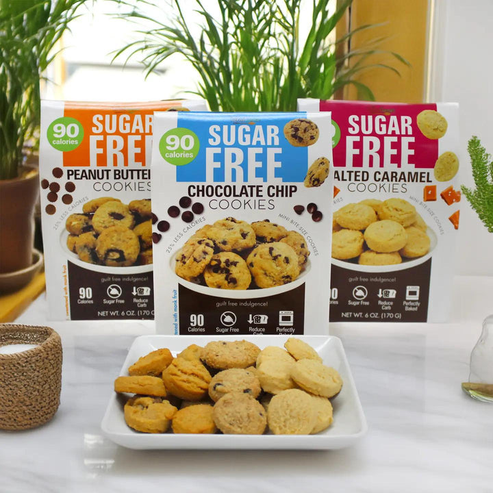 Sugar Free Cookies- Peanut Butter, Choc Chip, Salted Caramel Sugar Free Cookies- Peanut Butter, Choc Chip, Salted Caramel