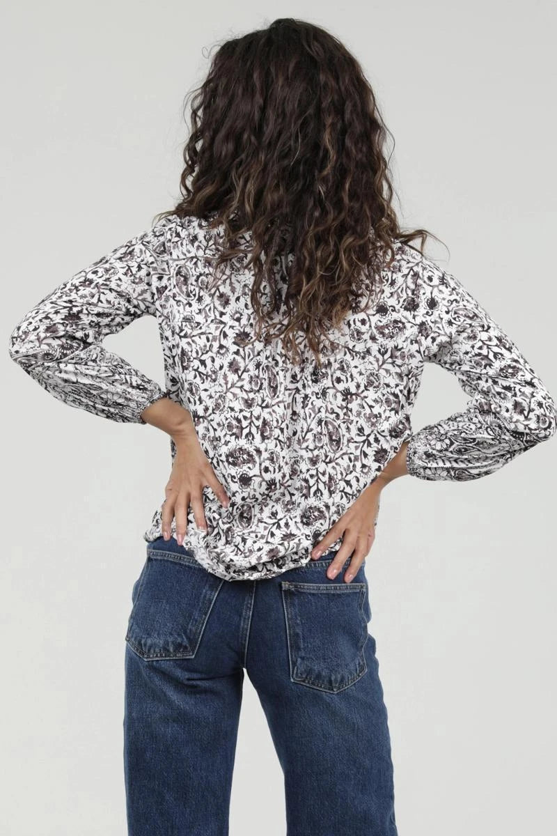 Surplus Front with Tie Printed Blouse Surplus Front with Tie Printed Blouse