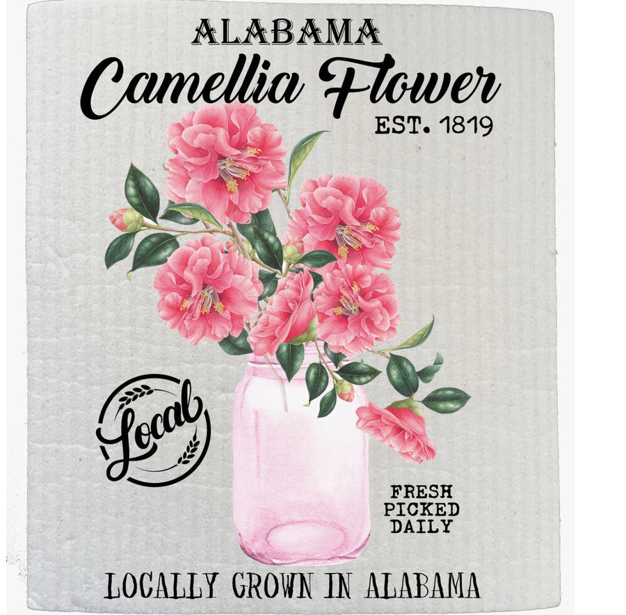 Swedish Sponge Dish Cloth | Alabama State Flower Camellia