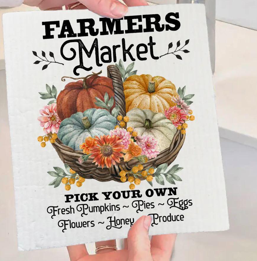 Swedish Sponge Dish Cloth | Autumn Fall Farmers Market Pumpkins
