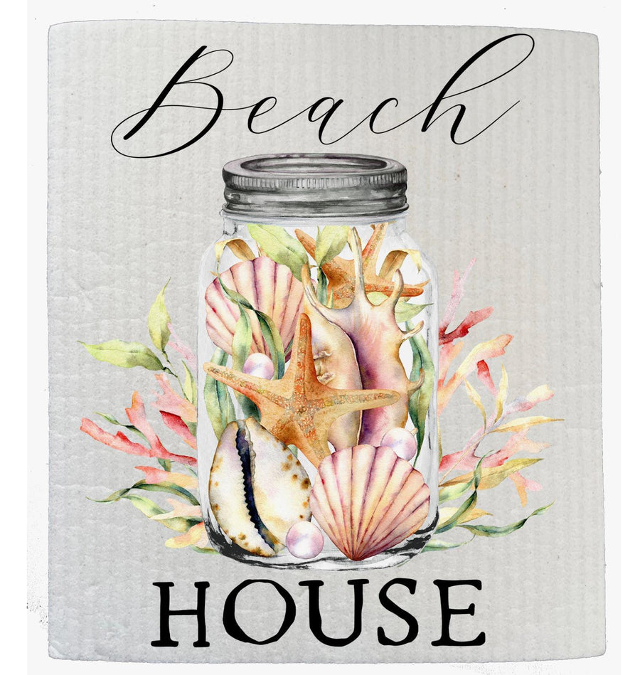 Swedish Sponge Dish Cloth | Beach House Mason Jar Sea Shells