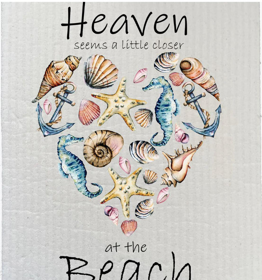 Swedish Sponge Dish Cloth | Beach Sea Shells Ocean Copy