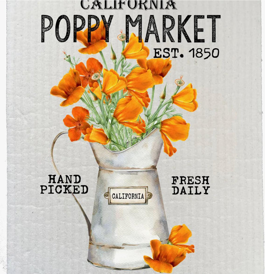 Swedish Sponge Dish Cloth | California State Flower Poppy Souvenir