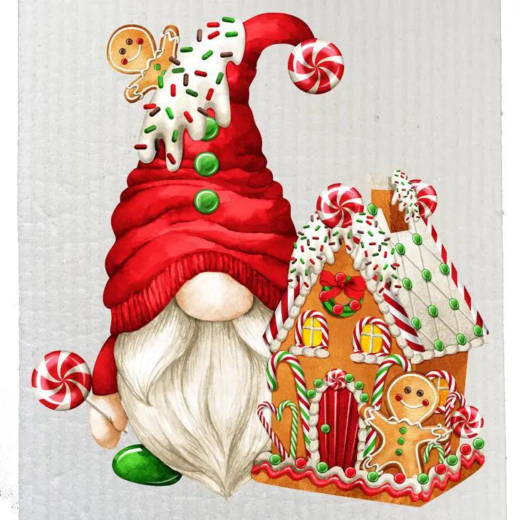 Swedish Sponge Dish Cloth | Christmas Gnome Gingerbread House