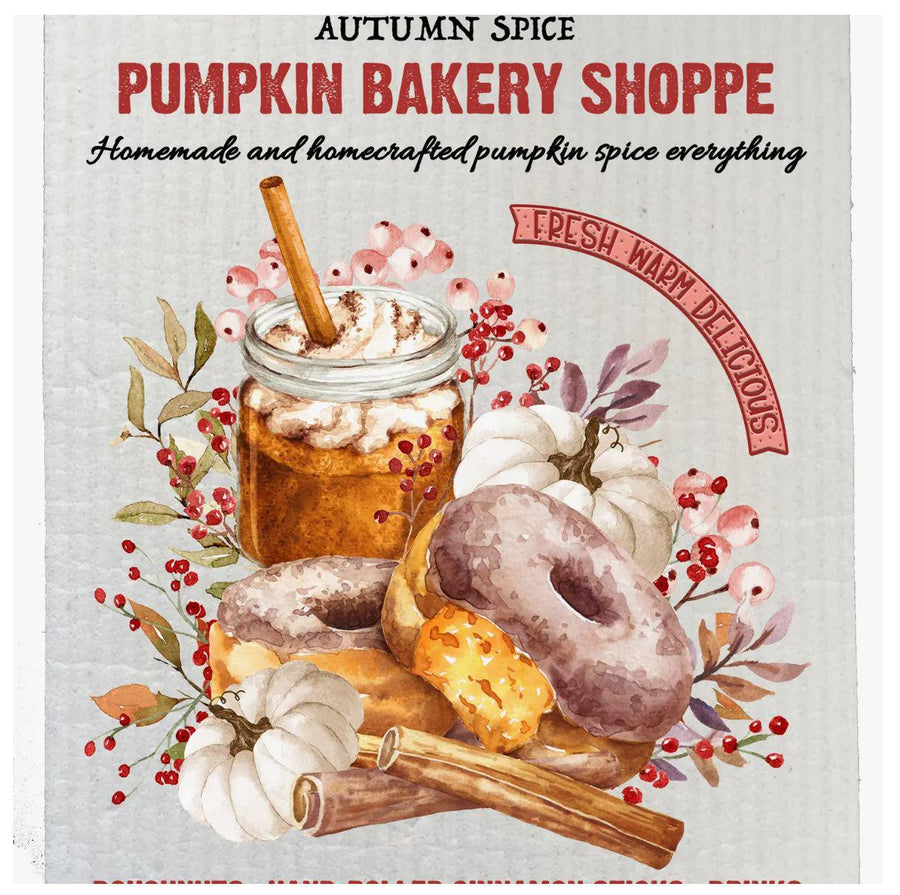 Swedish Sponge Dish Cloth | Fall Autumn Pumpkin Bakery Shoppe