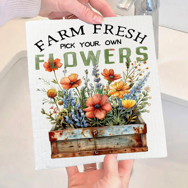 Swedish Sponge Dish Cloth | Farm Fresh Field Country Flowers Swedish Sponge Dish Cloth | Farm Fresh Field Country Flowers