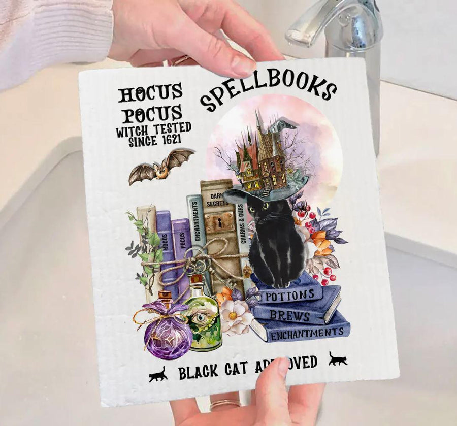 Swedish Sponge Dish Cloth | Halloween Hocus Pocus Spellbooks Swedish Sponge Dish Cloth | Halloween Hocus Pocus Spellbooks