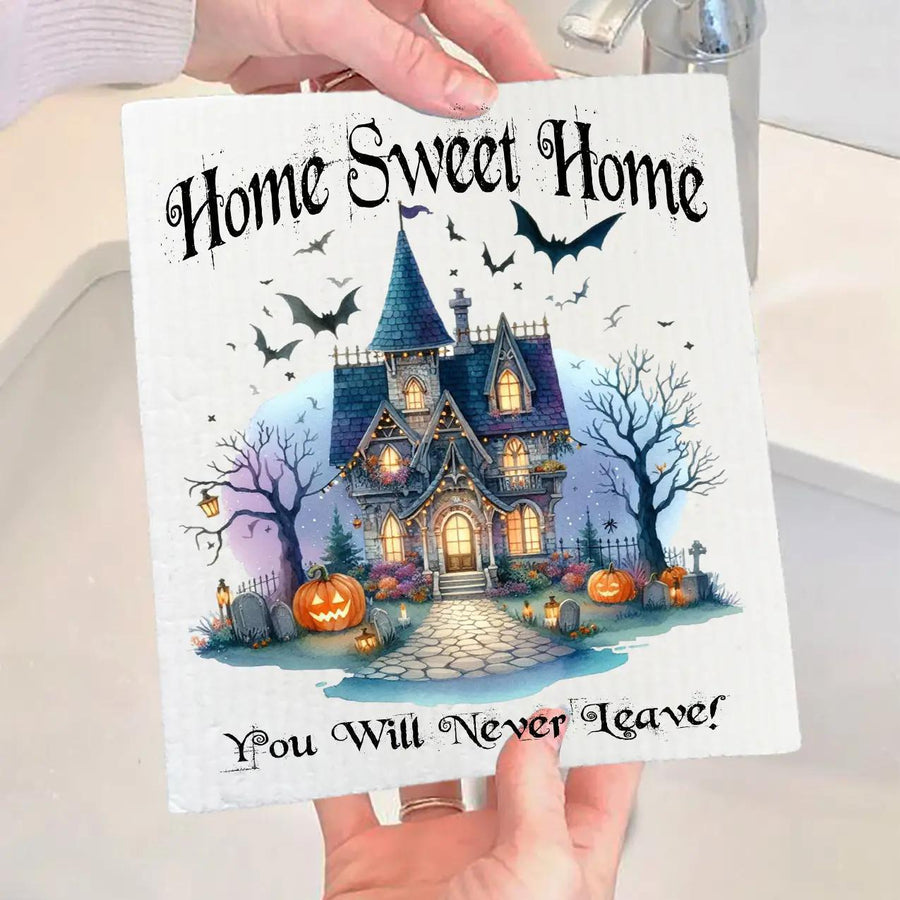 Swedish Sponge Dish Cloth | Halloween Mansion Home Sweet Home