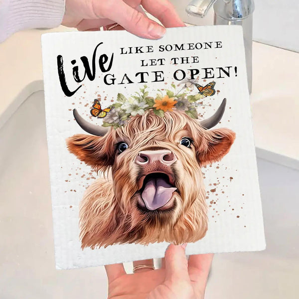 Swedish Sponge Dish Cloth | Highland Cow Life Life Gate Open Swedish Sponge Dish Cloth | Highland Cow Life Life Gate Open