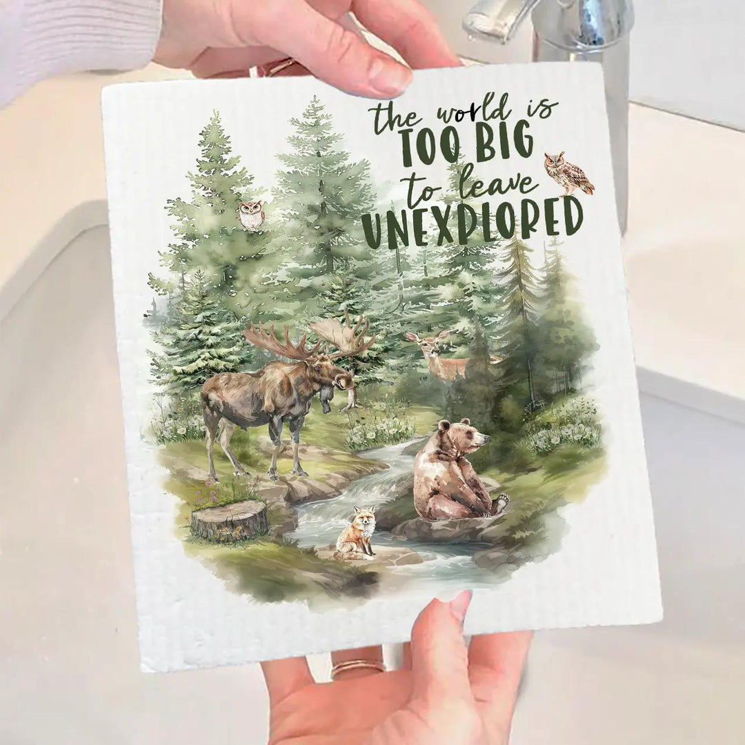 Swedish Sponge Dish Cloth | Life Beautiful Adventure Woodland Animals Swedish Sponge Dish Cloth | Life Beautiful Adventure Woodland Animals