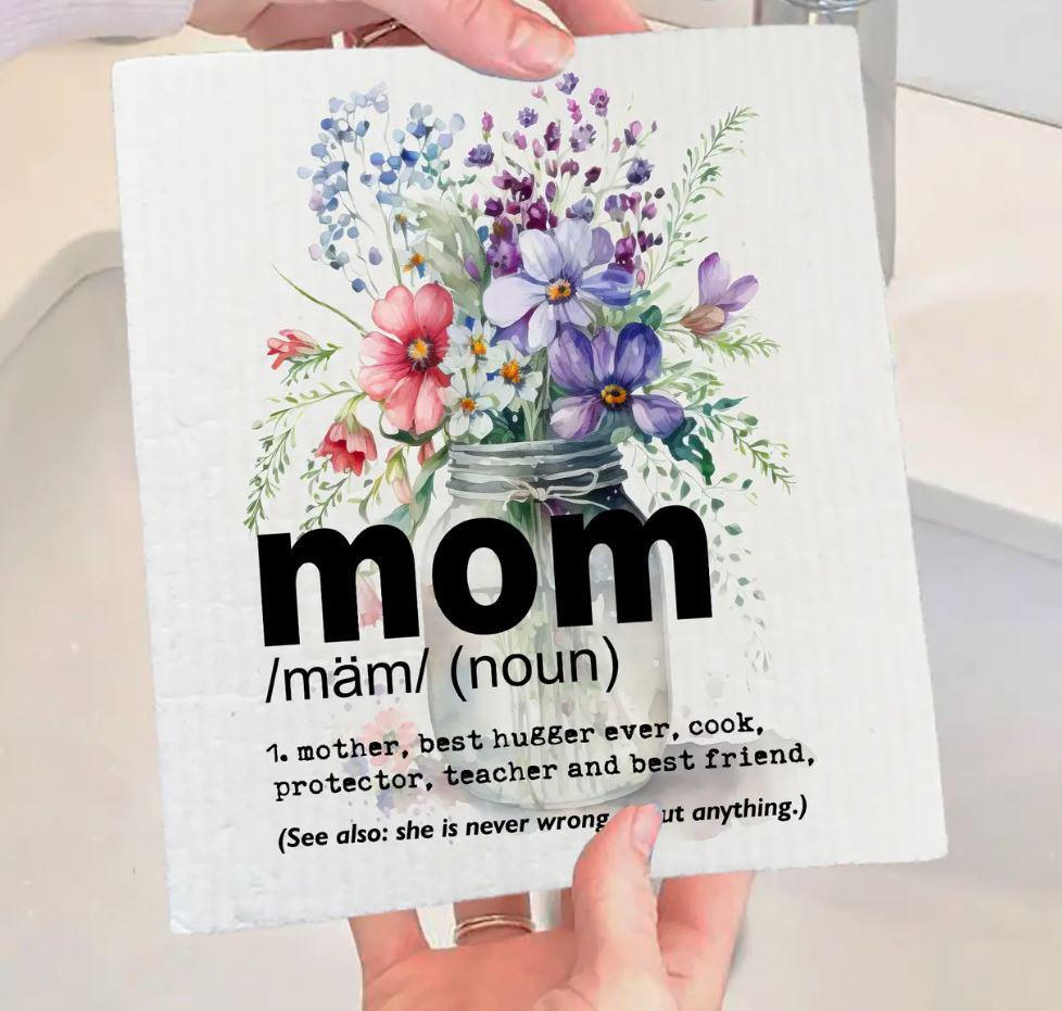 Swedish Sponge Dish Cloth | Mom Mother Definition Flowers