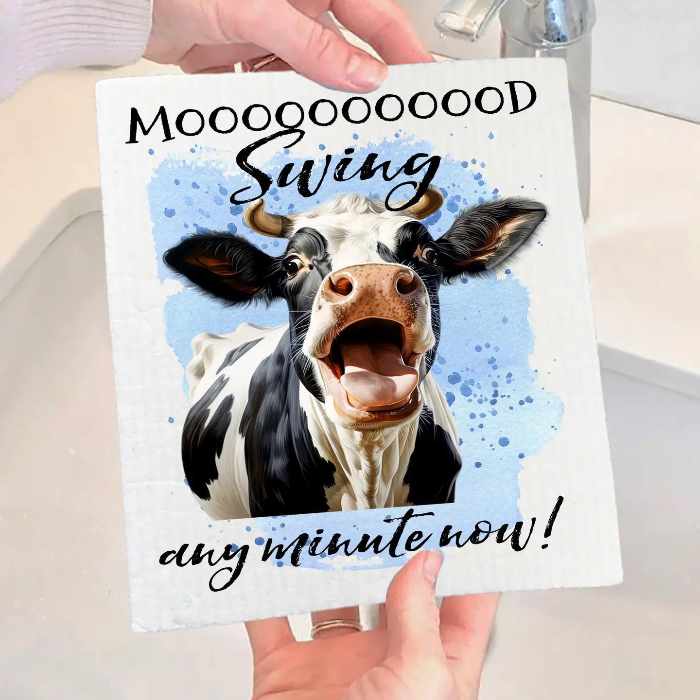 Swedish Sponge Dish Cloth | Mood Swing Any Minute Cow Swedish Sponge Dish Cloth | Mood Swing Any Minute Cow