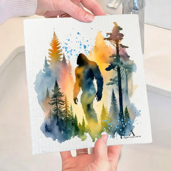 Swedish Sponge Dish Cloth | Sasquatch Big Foot Watercolors Swedish Sponge Dish Cloth | Sasquatch Big Foot Watercolors