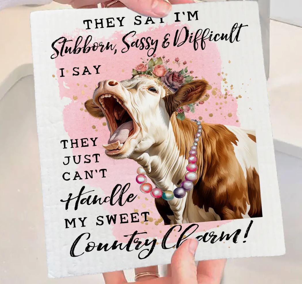 Swedish Sponge Dish Cloth | Stubborn Sassy Country Charm Cow