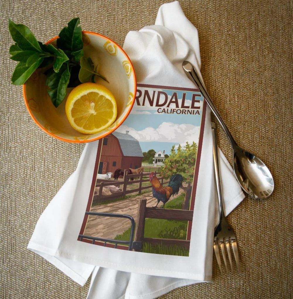 Tea Towel | Ferndale California Barn with Rooster Tea Towel | Ferndale California Barn with Rooster