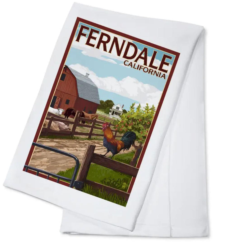 Tea Towel | Ferndale California Barn with Rooster Tea Towel | Ferndale California Barn with Rooster