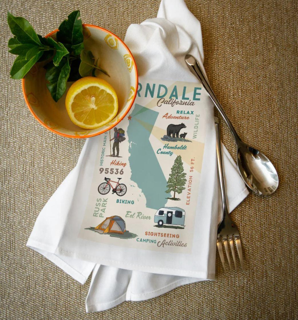 Tea Towel | Ferndale California Map Tea Towel | Ferndale California Map