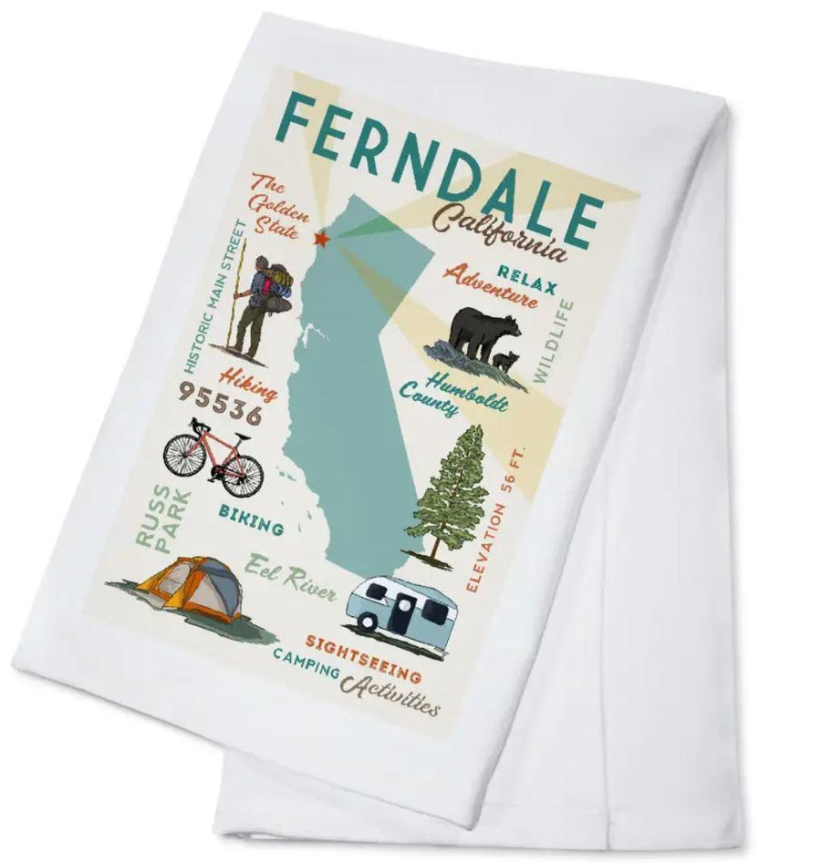 Tea Towel | Ferndale California Map Tea Towel | Ferndale California Map