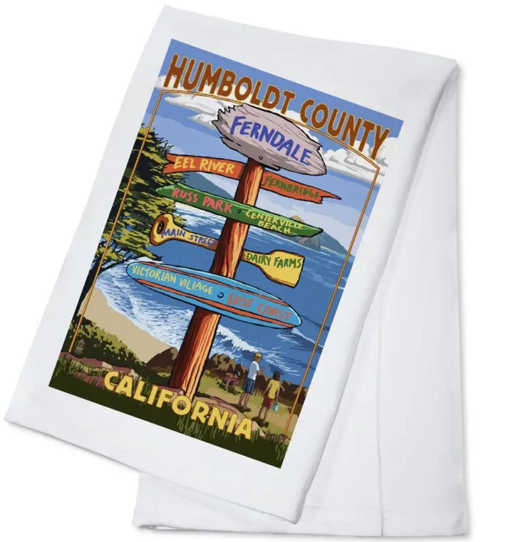 Tea Towel | Signpost Humboldt County Ferndale California Tea Towel | Signpost Humboldt County Ferndale California
