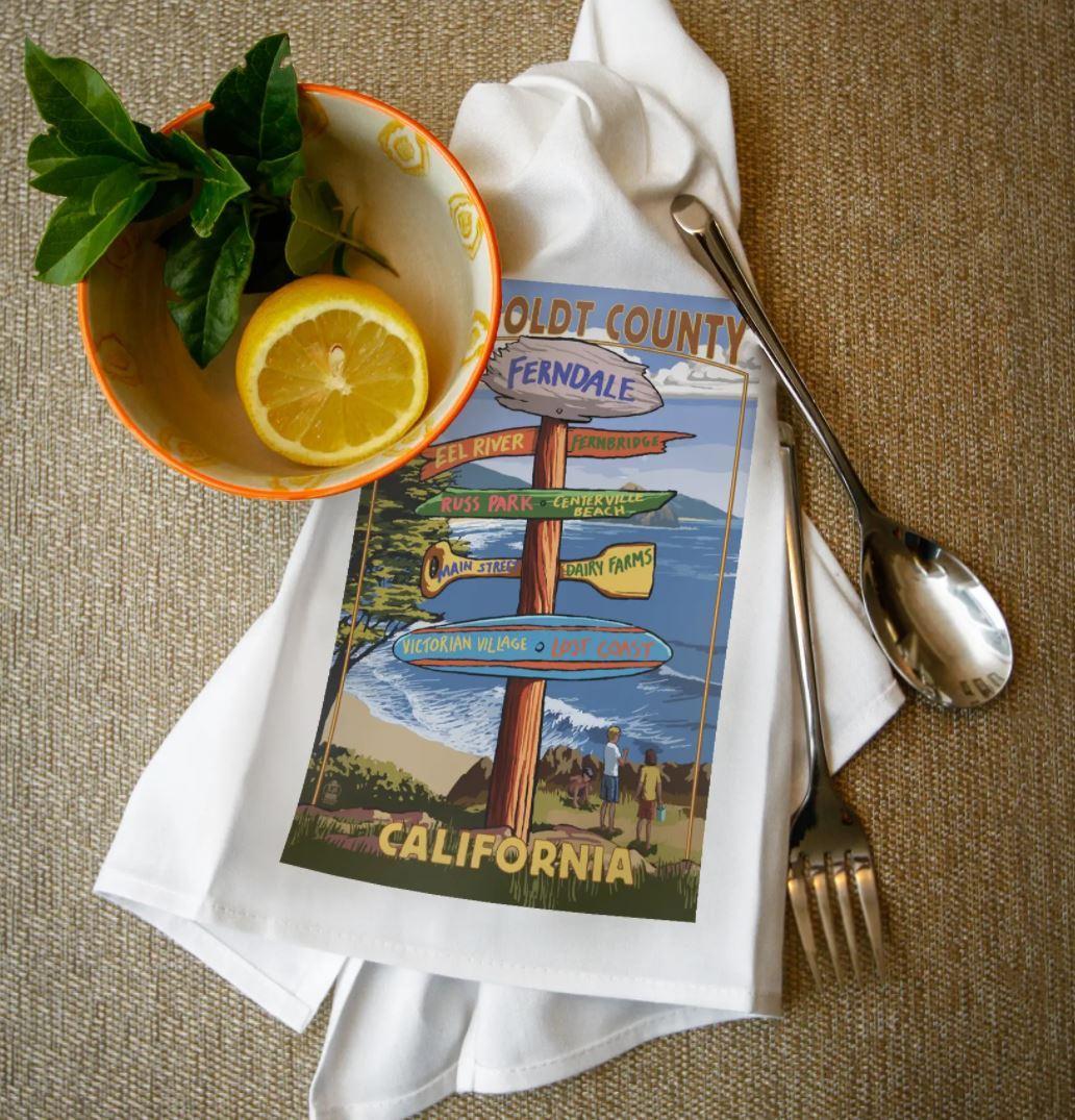 Tea Towel | Signpost Humboldt County Ferndale California Tea Towel | Signpost Humboldt County Ferndale California