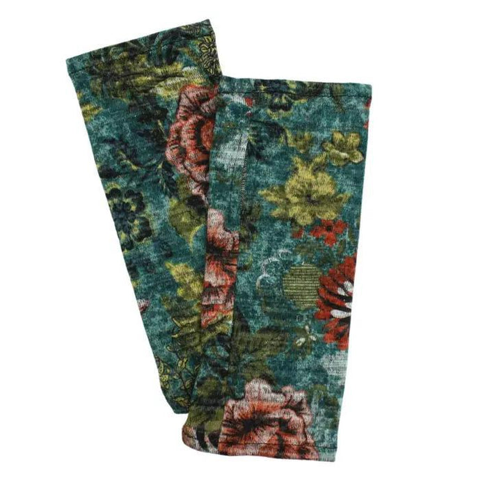 Heather Jersey Fingerless Gloves Teal Floral Heather Jersey Fingerless Gloves