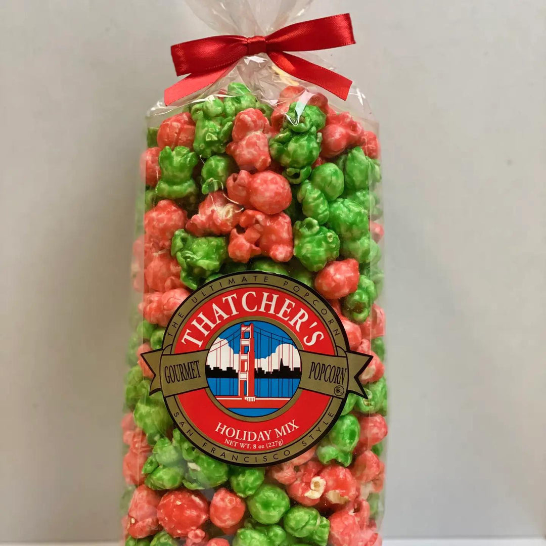 Thatcher's Gourmet Caramel Popcorn Christmas Holiday Mix Red and Green Thatcher's Gourmet Caramel Popcorn Christmas Holiday Mix Red and Green