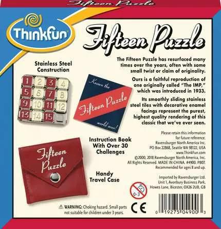 ThinkFun | Fifteen Puzzle - Classic Travel Brain Teaser Game ThinkFun | Fifteen Puzzle - Classic Travel Brain Teaser Game
