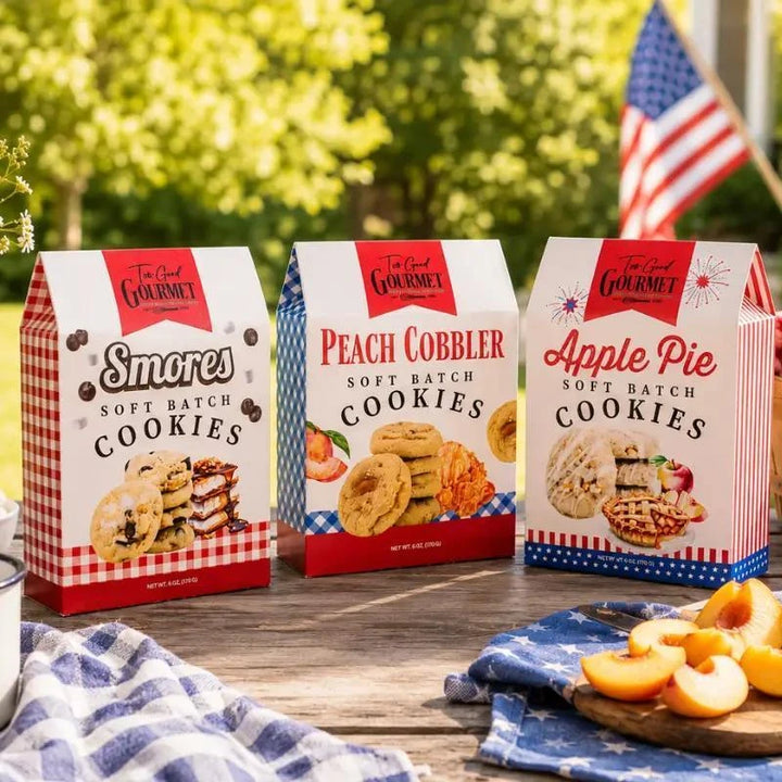 Too Good Gourmet Patriotic Cookies - S'mores, Peach Cobbler & Apple Pie Too Good Gourmet Patriotic Cookies - S'mores, Peach Cobbler & Apple Pie