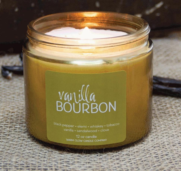 Warm Glow Candle Wood Wick Candle Jar Vanilla Bourbon