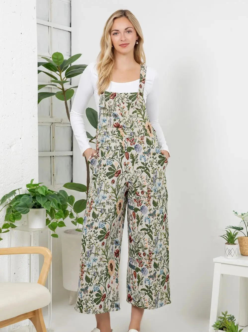 Vintage Floral Wide Leg Overall Vintage Floral Wide Leg Overall