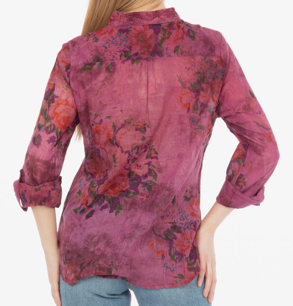 Vintage Orchid Tunic with Floral Embroidery