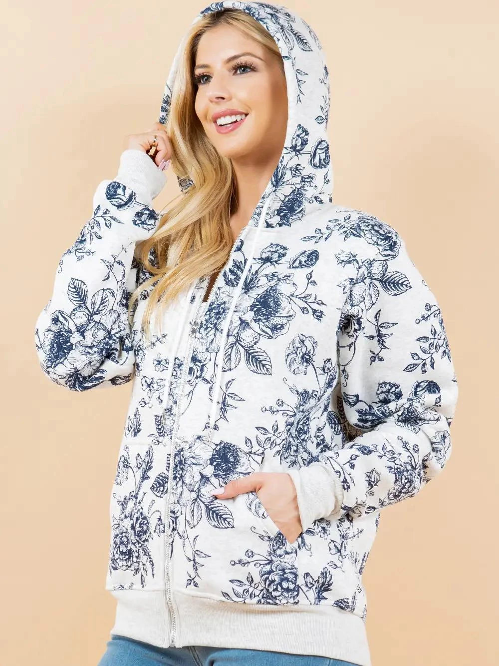 Vintage Rose Zipper Hoodie Vintage Rose Zipper Hoodie