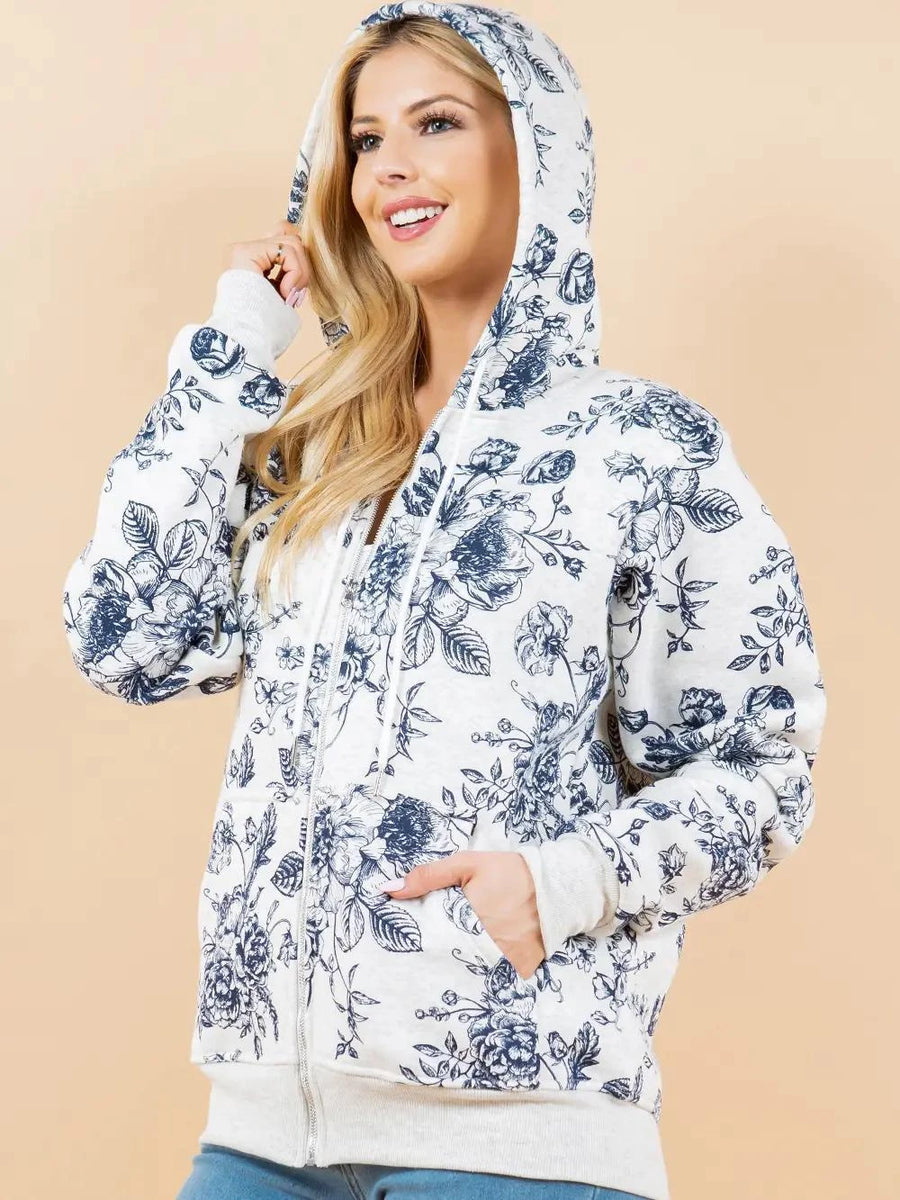 Vintage Rose Zipper Hoodie Vintage Rose Zipper Hoodie