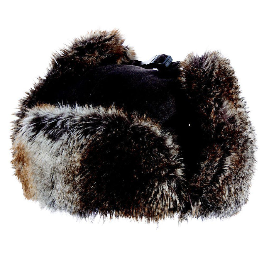 Weathered Cotton Blend Trooper Quilted Lining, Vegan Fur Lined Earflap Weathered Cotton Blend Trooper Quilted Lining, Vegan Fur Lined Earflap