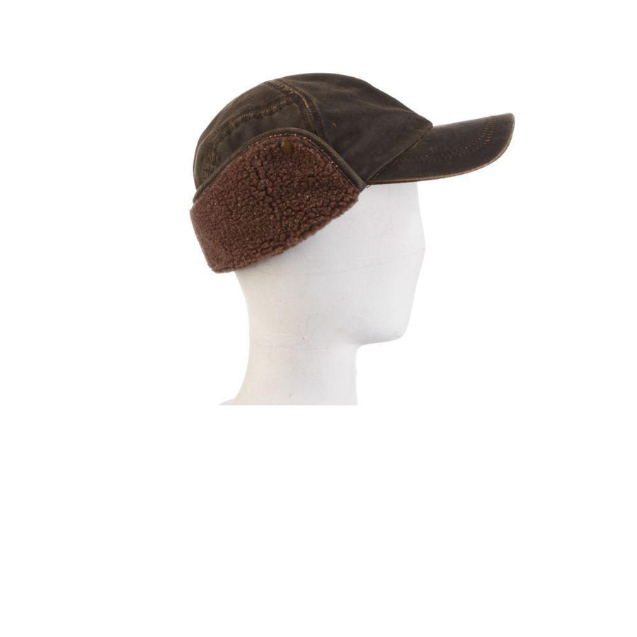 Weathered Cotton Blend Winter Cap Berber Lined Earflap Weathered Cotton Blend Winter Cap Berber Lined Earflap