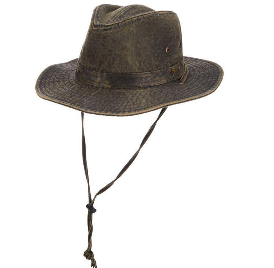 Weathered Cotton Outback with Shapeable 3" Brim Chin Cord Stitched Twill Sweatband Loon Weathered Cotton Outback with Shapeable 3" Brim Chin Cord Stitched Twill Sweatband Loon