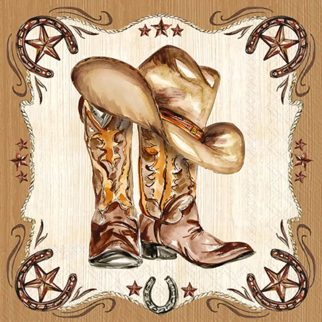 Designer Paper Cocktail Napkins - 20 Count Pack Western Leather Boots Designer Paper Cocktail Napkins - 20 Count Pack