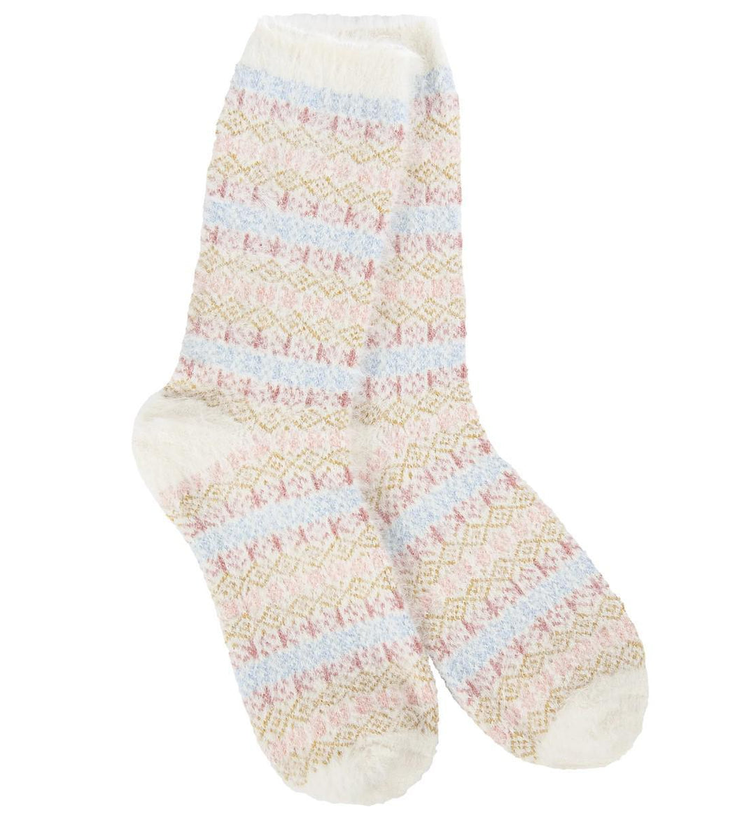 World's Softest® Socks Holiday Feather Multi Stripe Crew Whimsical