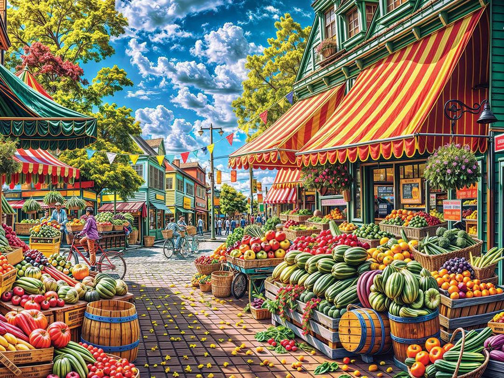 White Mountain EZ-Hold Jigsaw Puzzle | Fruit Market 500 Piece White Mountain EZ-Hold Jigsaw Puzzle | Fruit Market 500 Piece