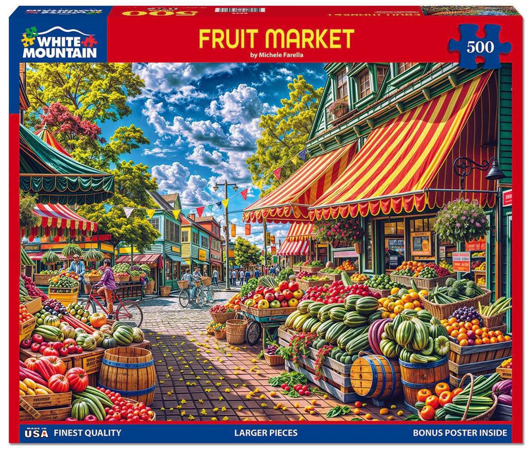 White Mountain EZ-Hold Jigsaw Puzzle | Fruit Market 500 Piece White Mountain EZ-Hold Jigsaw Puzzle | Fruit Market 500 Piece