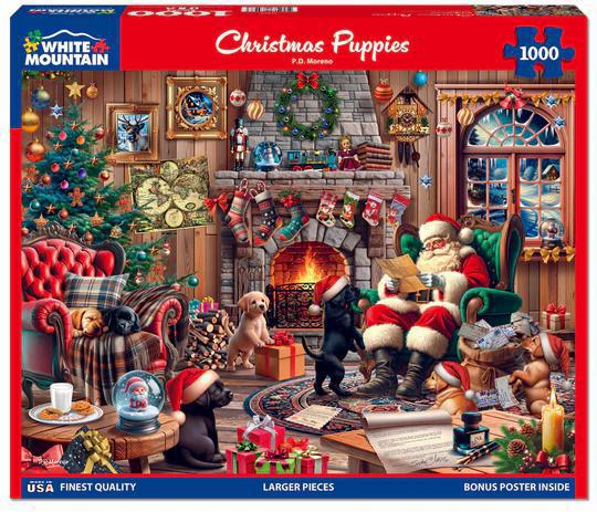 White Mountain  Jigsaw Puzzle | Christmas Puppies White Mountain  Jigsaw Puzzle | Christmas Puppies