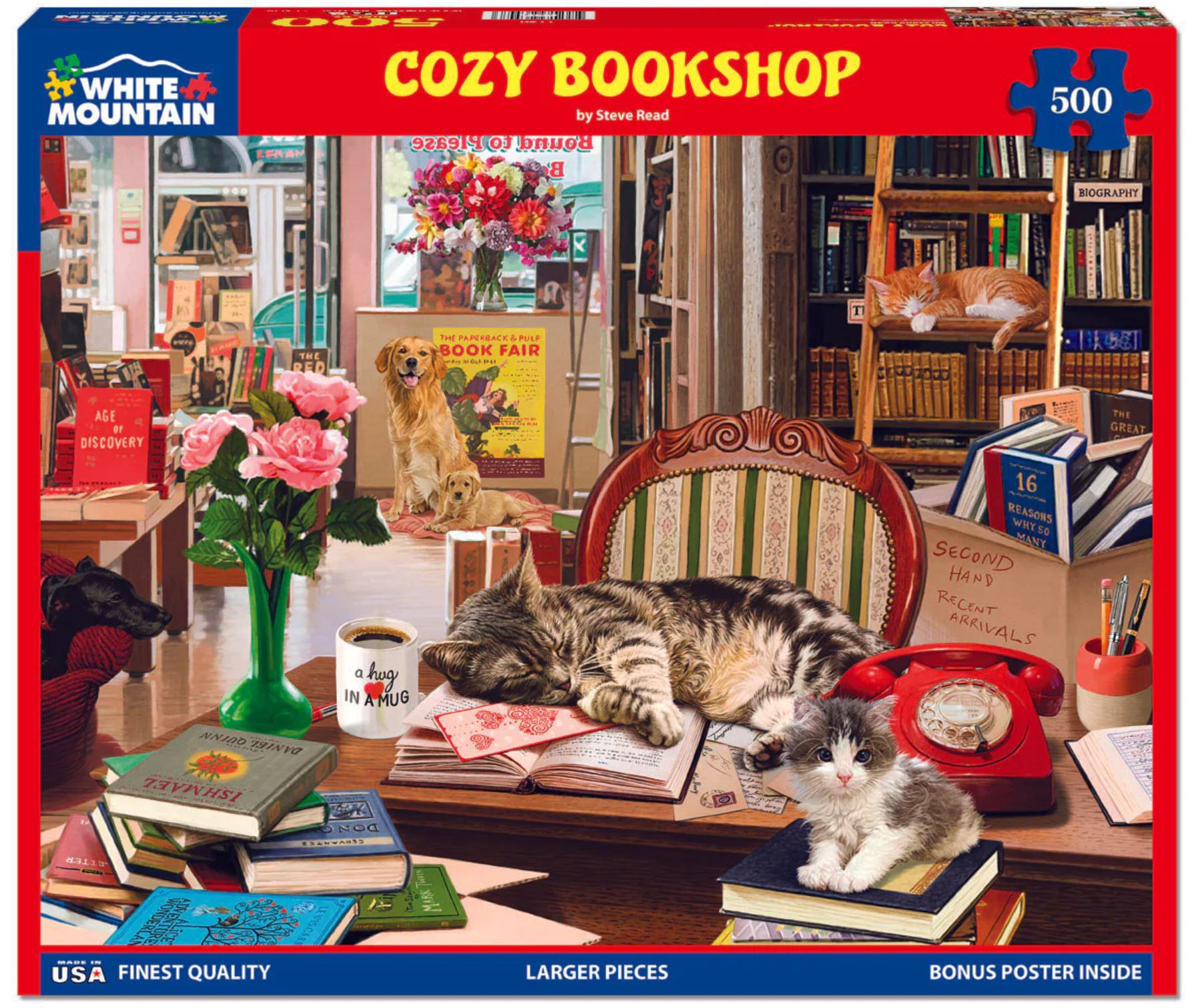 White Mountain Jigsaw Puzzle | Cozy Bookshop Catss 500 Piece