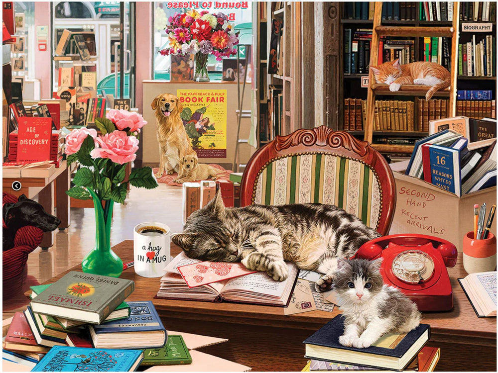 White Mountain Jigsaw Puzzle | Cozy Bookshop Catss 500 Piece