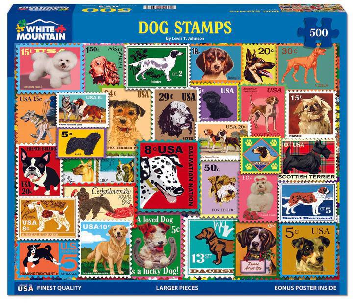 White Mountain Jigsaw Puzzle | Dog Stamps 1000 Piece White Mountain Jigsaw Puzzle | Dog Stamps 1000 Piece
