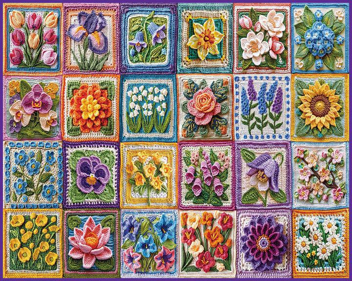 White Mountain Jigsaw Puzzle | Flower Crochet 1000 Piece White Mountain Jigsaw Puzzle | Flower Crochet 1000 Piece